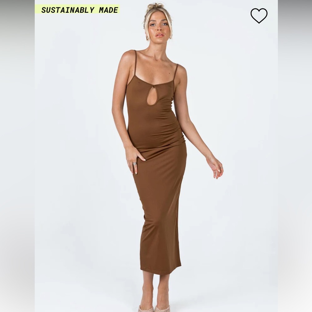 🎉HOST PICK 🎉 Princess Polly RYLEIGH MAXI DRESS BROWN size 8 NWT
